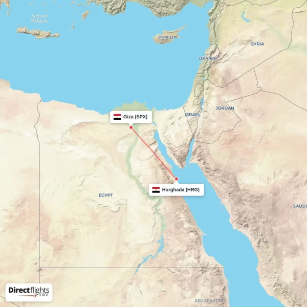 Giza - Hurghada direct flight map