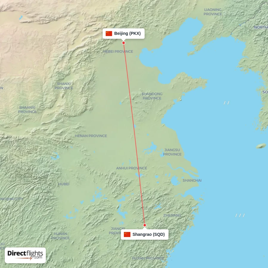 SQD - PKX route map