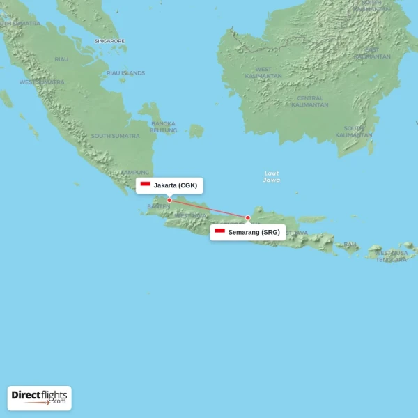 Semarang - Jakarta direct flight map