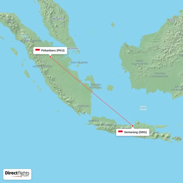 Semarang - Pekanbaru direct flight map