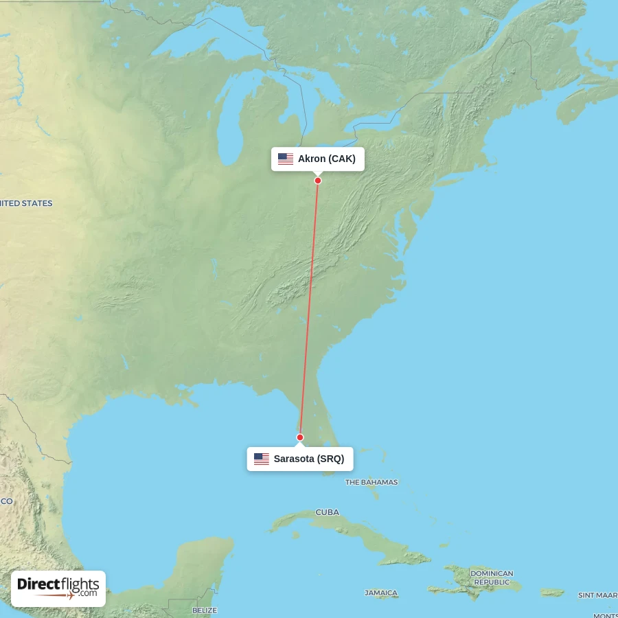 SRQ - CAK route map