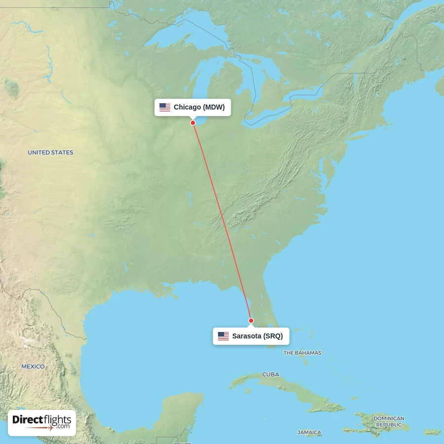 SRQ - MDW route map