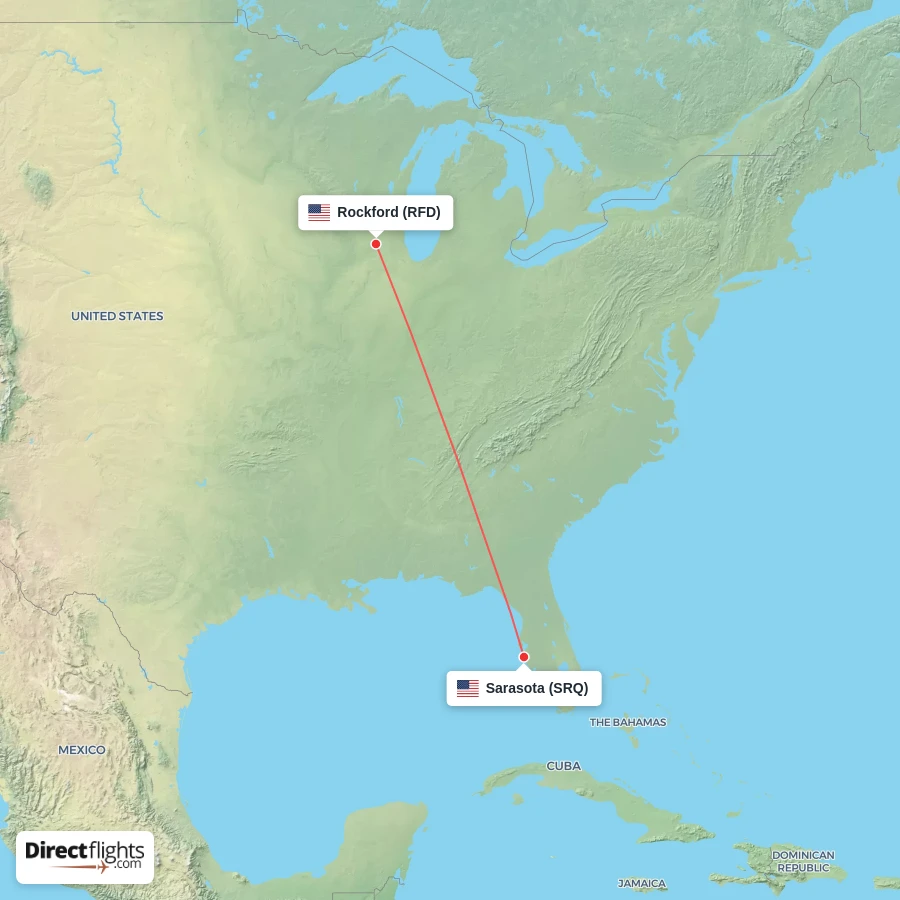 SRQ - RFD route map