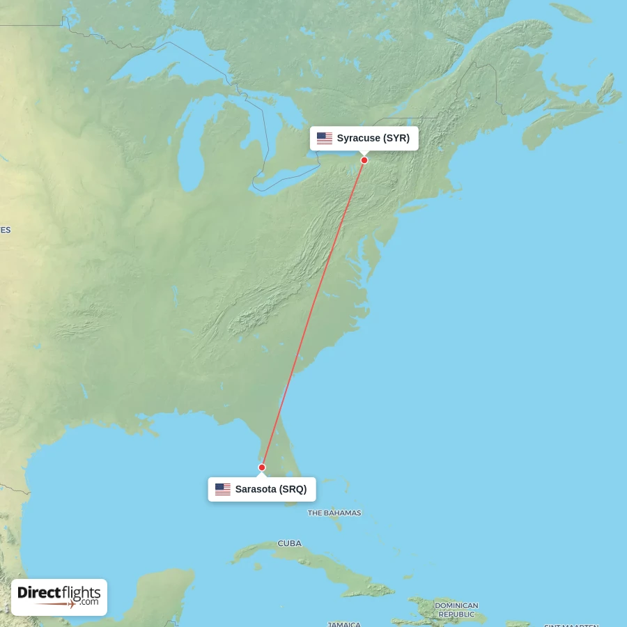 SRQ - SYR route map