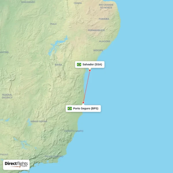 Salvador - Porto Seguro direct flight map