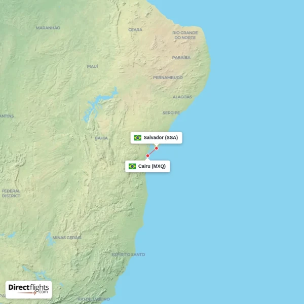 Salvador - Cairu direct flight map