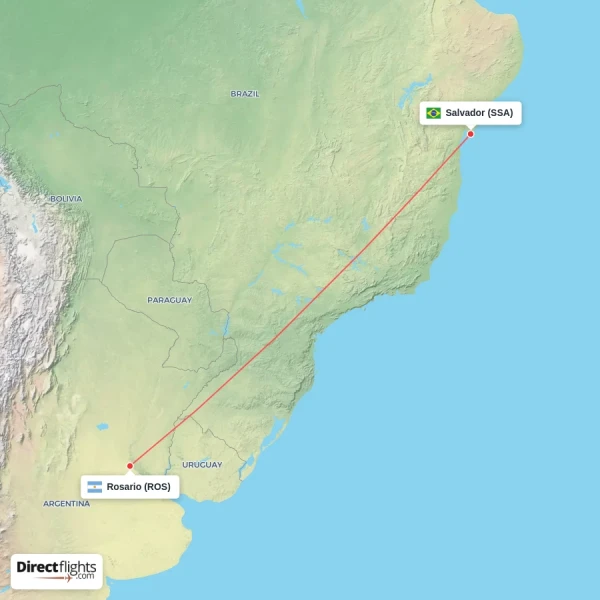 Salvador - Rosario direct flight map
