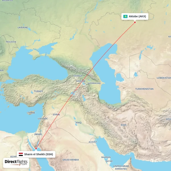 Sharm el Sheikh - Aktobe direct flight map