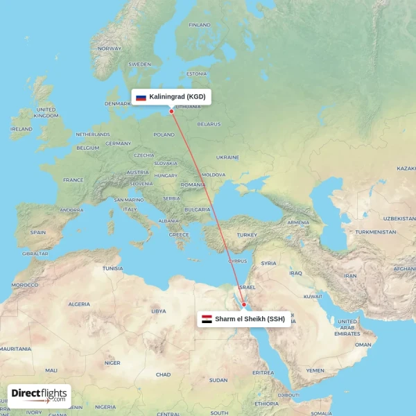 Sharm el Sheikh - Kaliningrad direct flight map