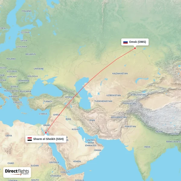 Sharm el Sheikh - Omsk direct flight map