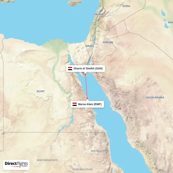 Sharm el Sheikh - Marsa Alam direct flight map