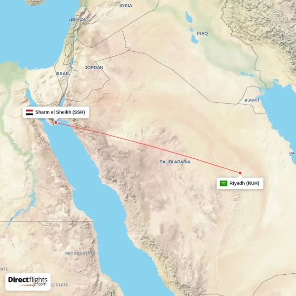 Sharm el Sheikh - Riyadh direct flight map