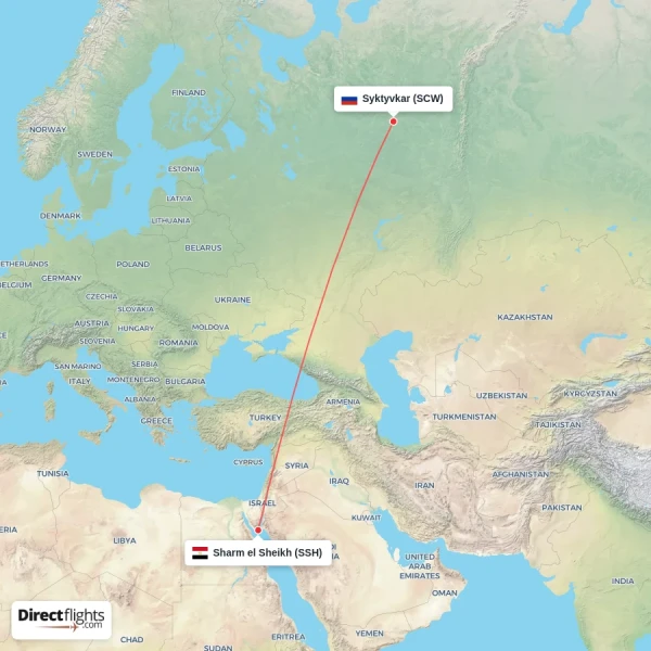 Sharm el Sheikh - Syktyvkar direct flight map