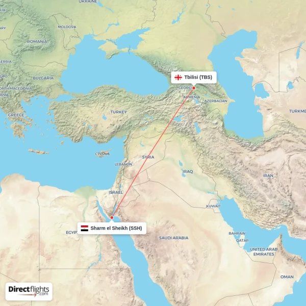 Sharm el Sheikh - Tbilisi direct flight map