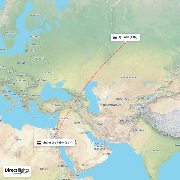 Sharm el Sheikh - Tyumen direct flight map