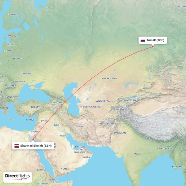 Sharm el Sheikh - Tomsk direct flight map