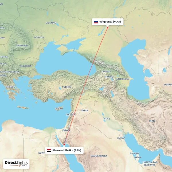 Sharm el Sheikh - Volgograd direct flight map