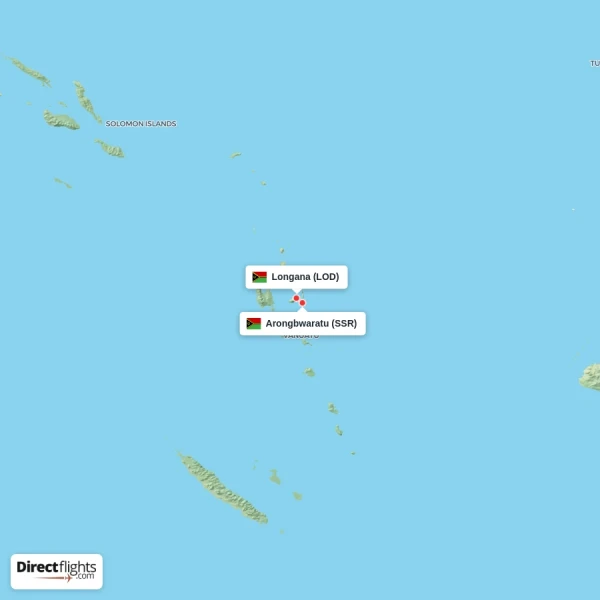 Arongbwaratu - Longana direct flight map