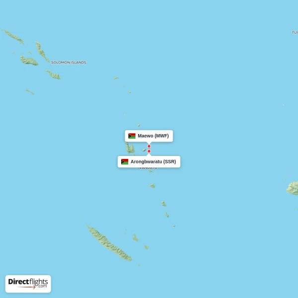 Arongbwaratu - Maewo direct flight map