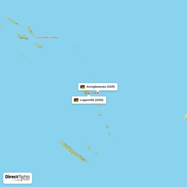 Arongbwaratu - Luganville direct flight map