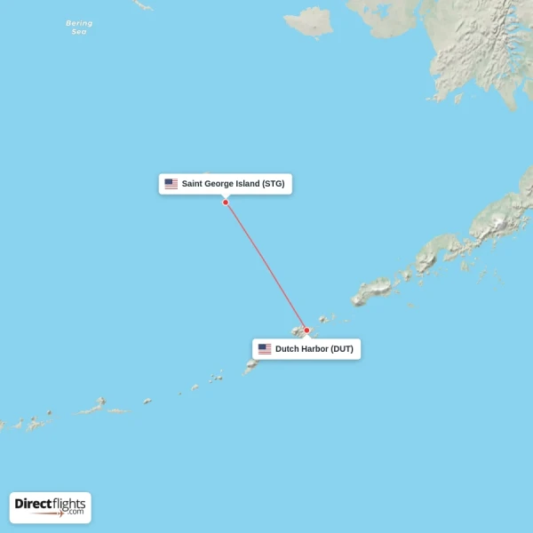 Saint George Island - Dutch Harbor direct flight map