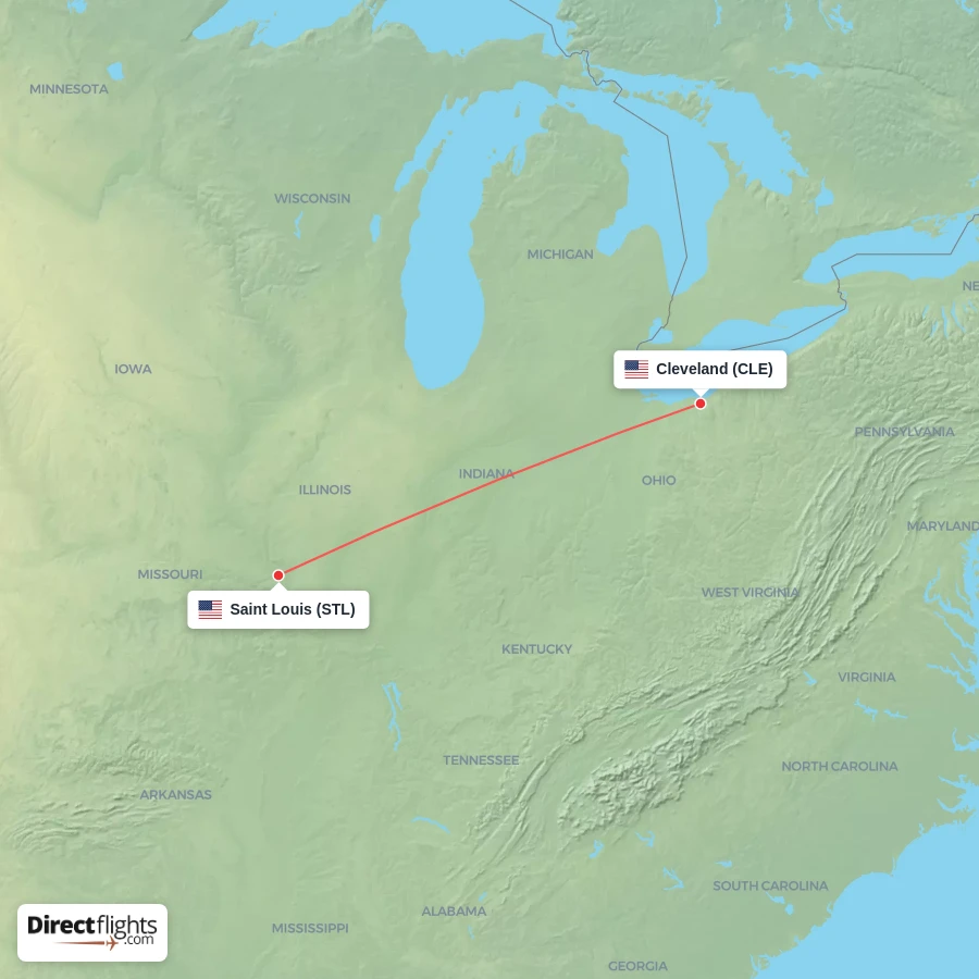 STL - CLE route map