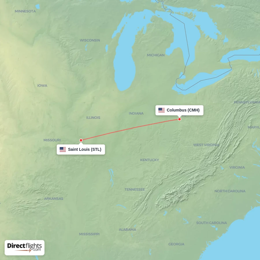STL - CMH route map