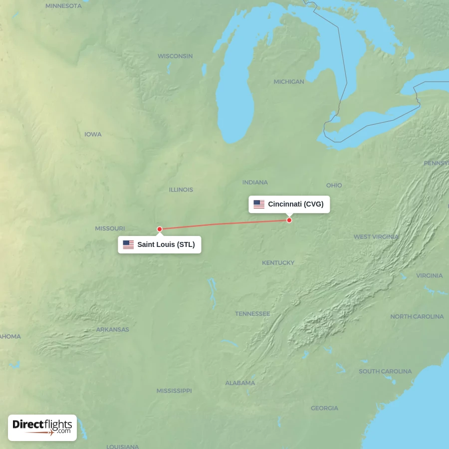 STL - CVG route map