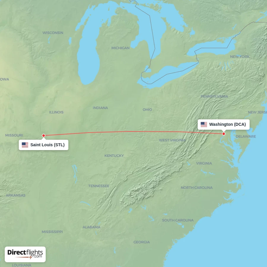 STL - DCA route map