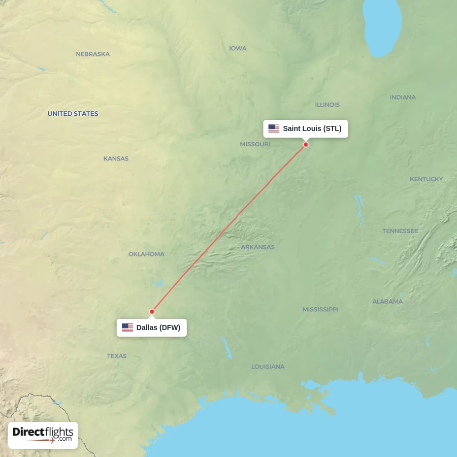 STL - DFW route map