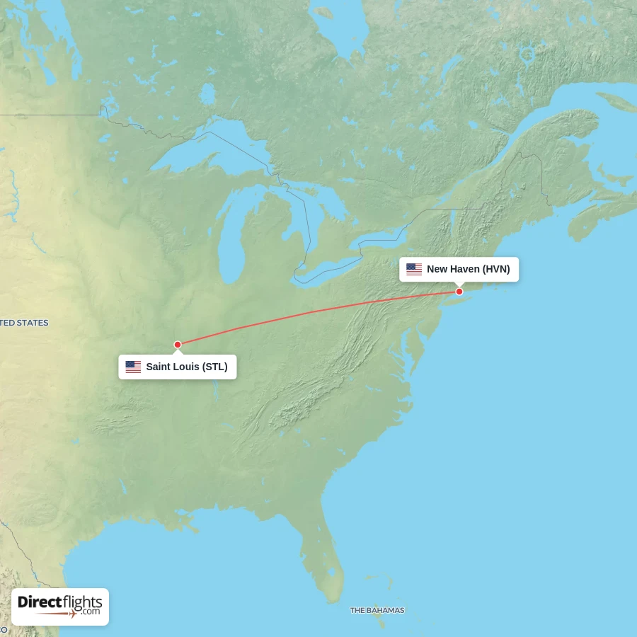 STL - HVN route map