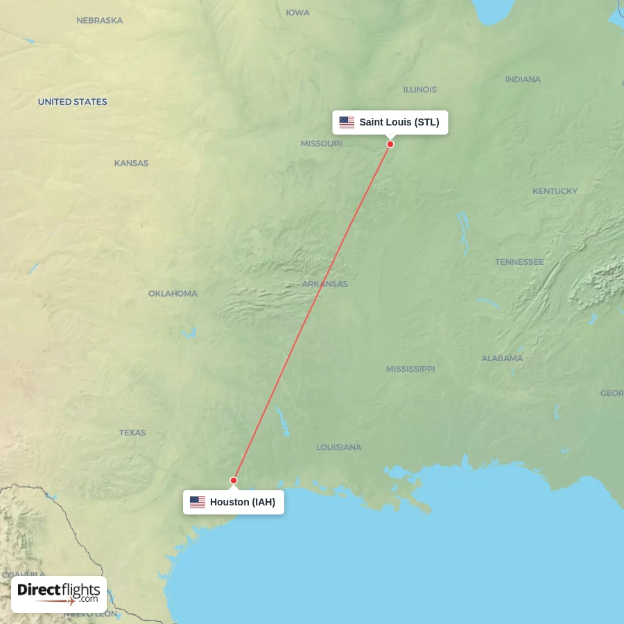 STL - IAH route map