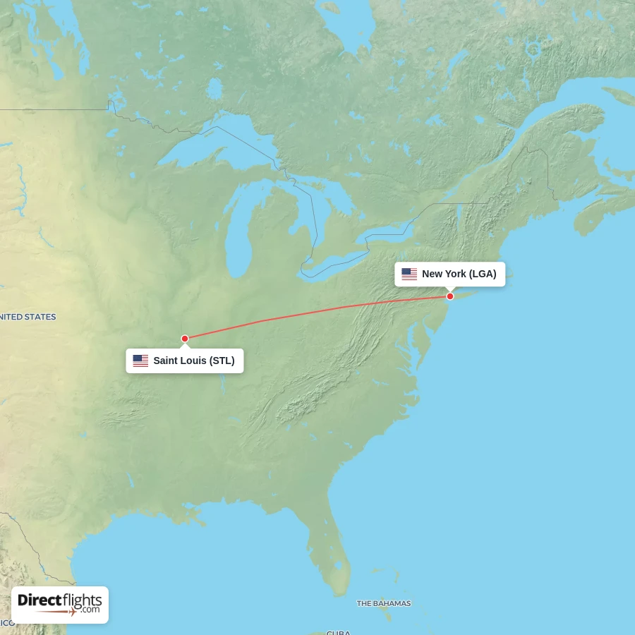 STL - LGA route map
