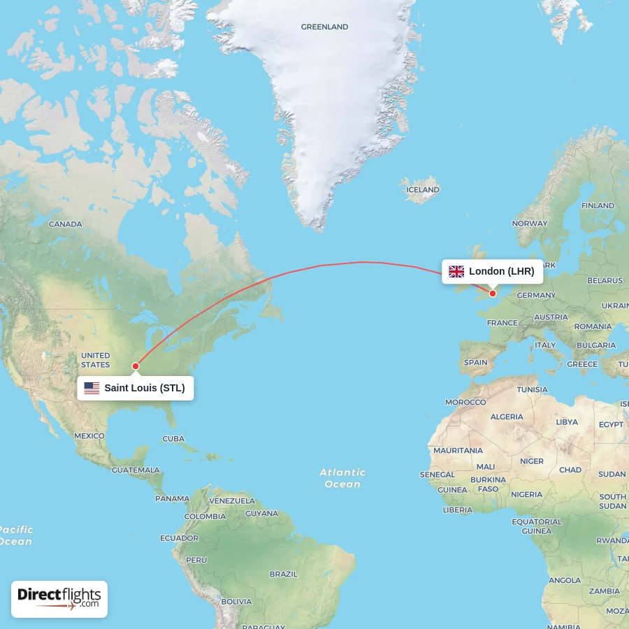 STL - LHR route map