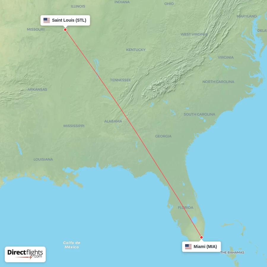 STL - MIA route map