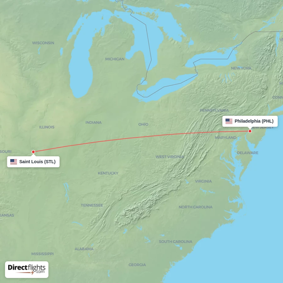 STL - PHL route map