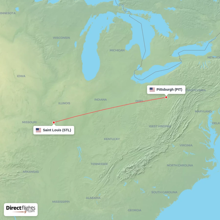 STL - PIT route map