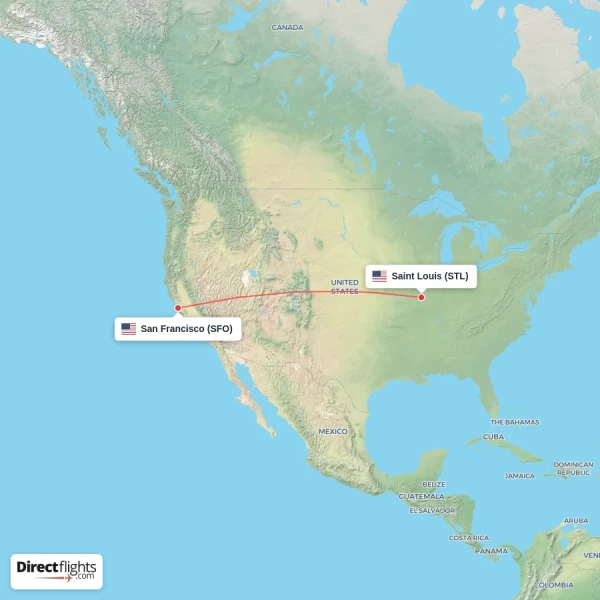 Saint Louis - San Francisco direct flight map