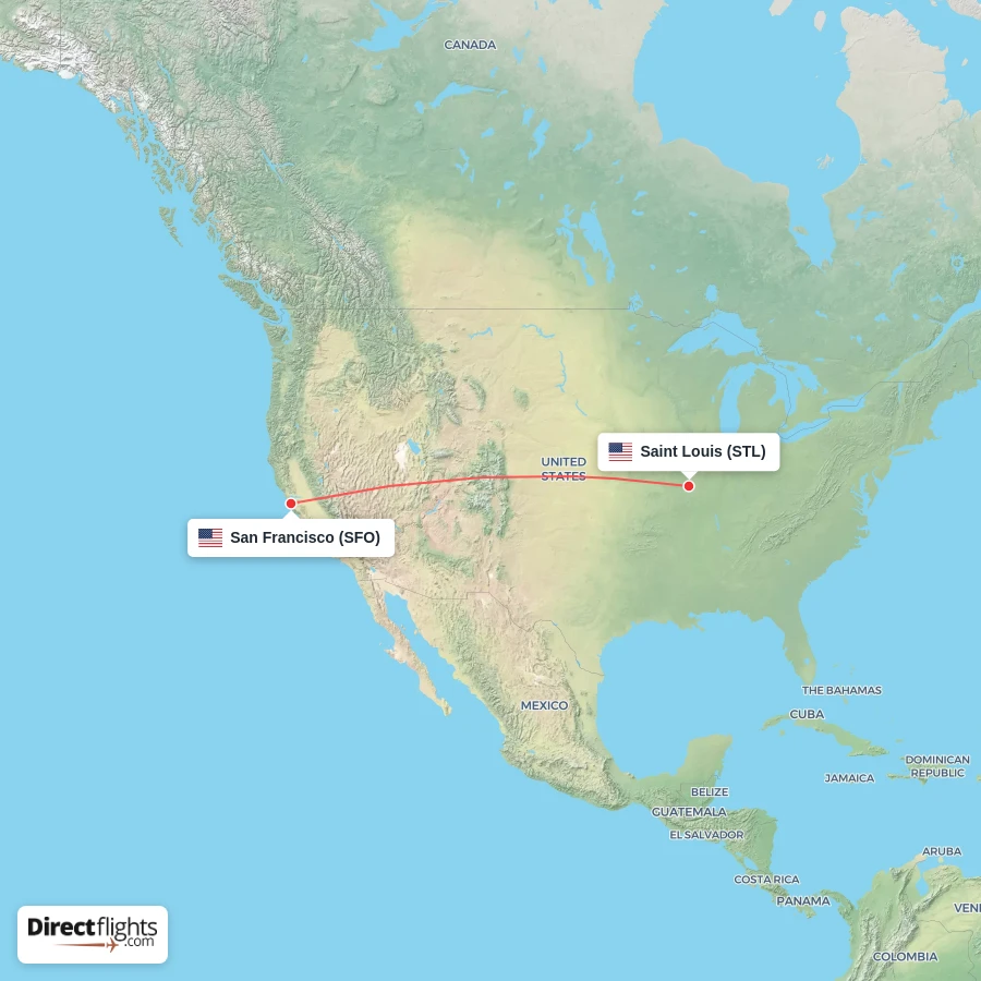 STL - SFO route map