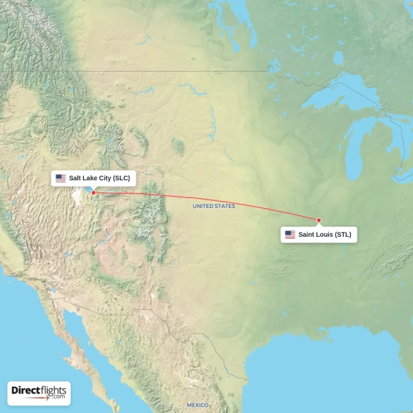 Saint Louis - Salt Lake City direct flight map