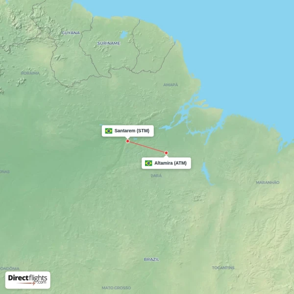Santarem - Altamira direct flight map