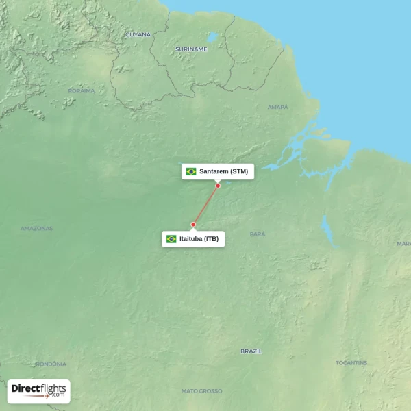 Santarem - Itaituba direct flight map