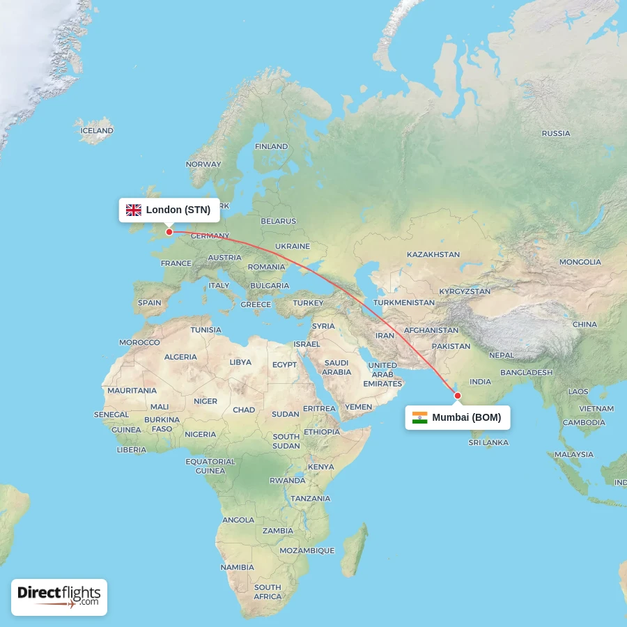 STN - BOM route map