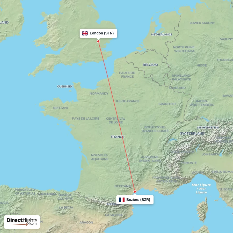 STN - BZR route map