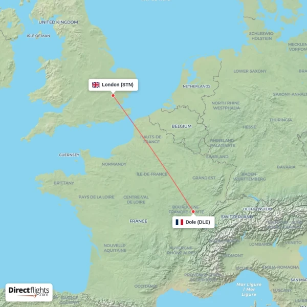 London - Dole direct flight map