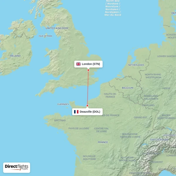London - Deauville direct flight map