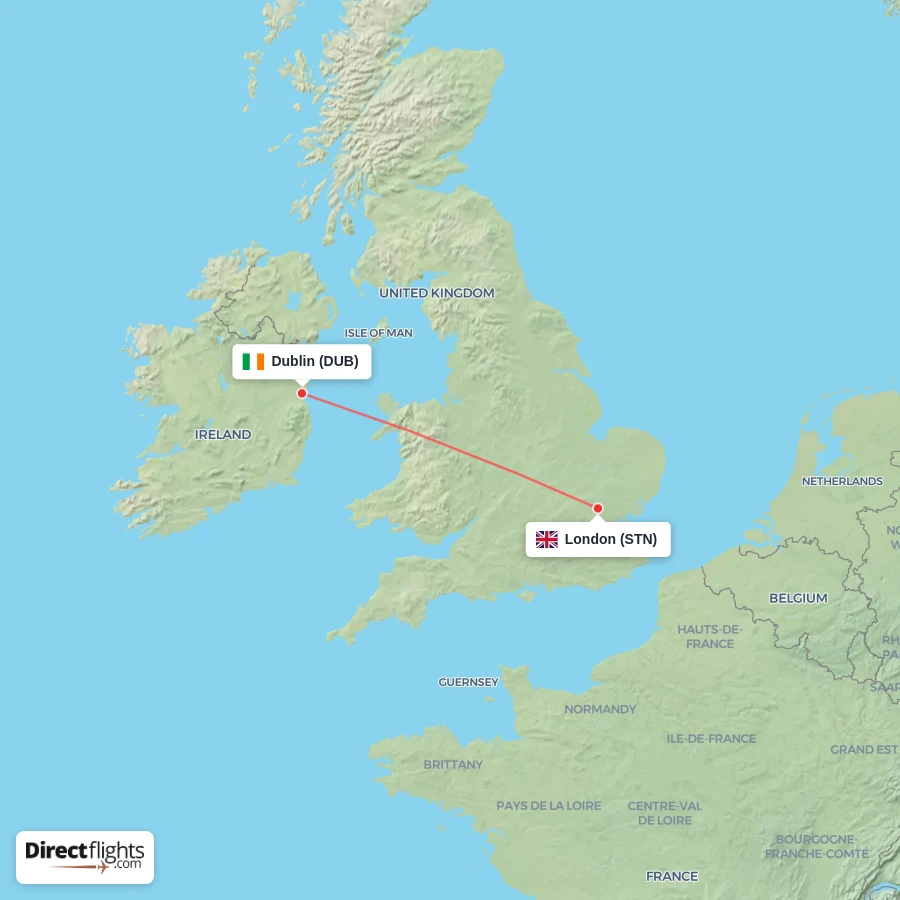 STN - DUB route map