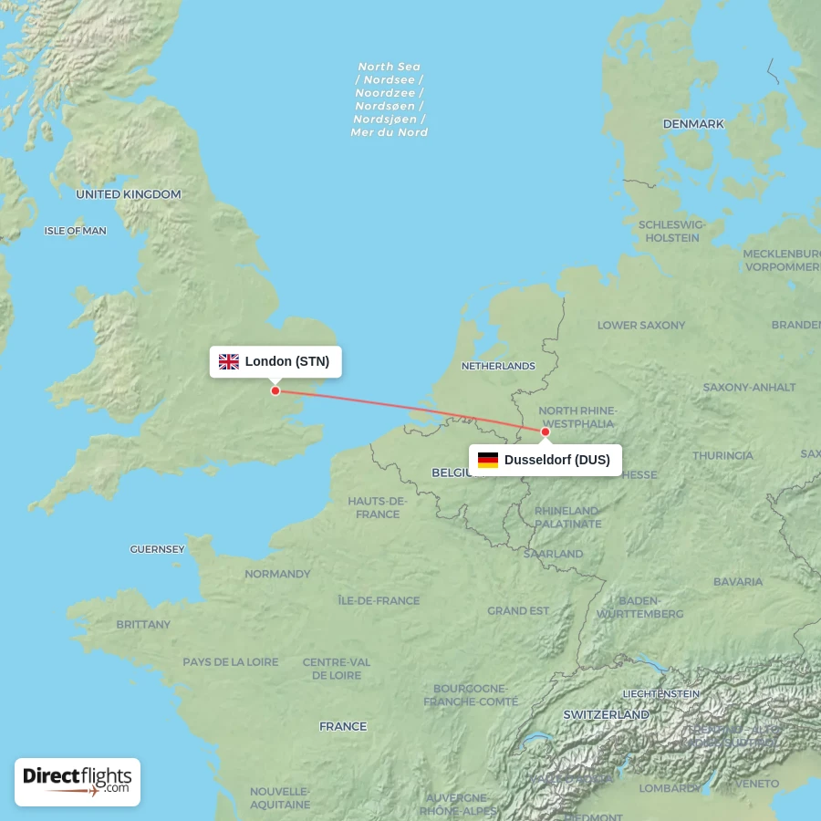 STN - DUS route map