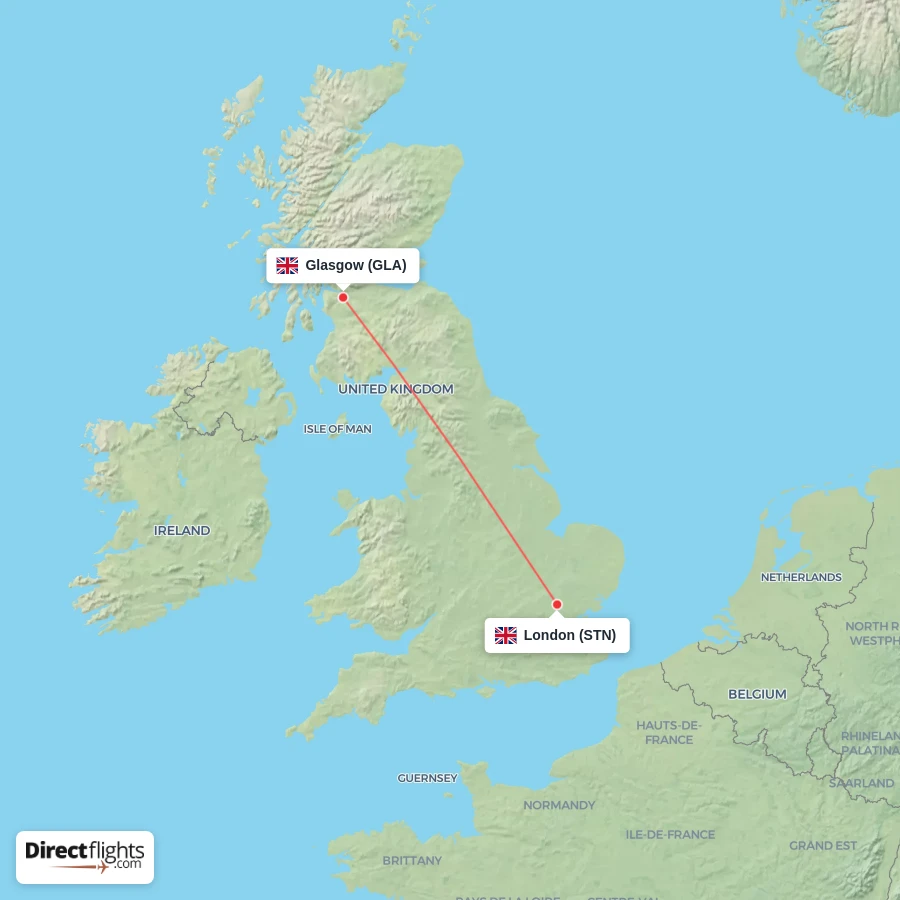 STN - GLA route map