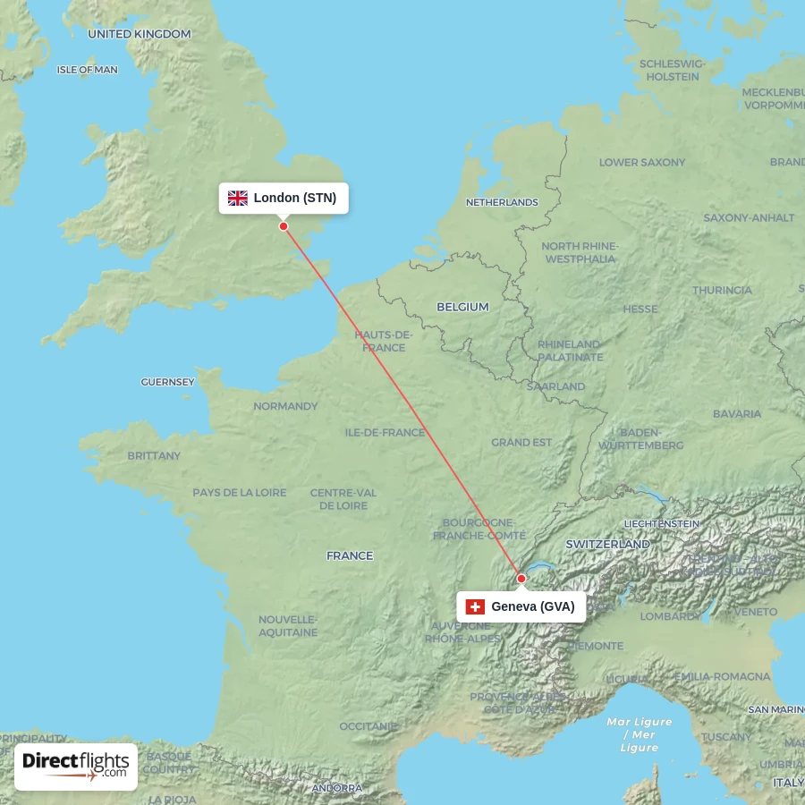 STN - GVA route map